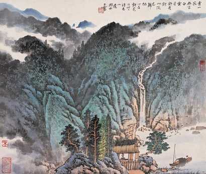 宋玉麟  青山白云 镜心